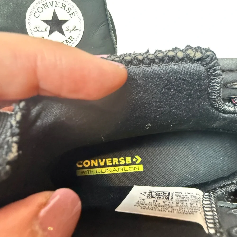 Converse All‎ Star Leather High Top Sneakers Black Lunarion Mens 11.5 Wo 13.5 - Picture 7 of 7